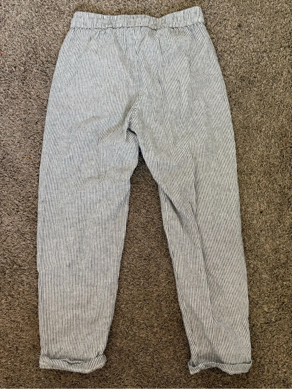 J Crew Striped Linen Cotton Blend Drawstring Pants Womens 2 Summer Beach